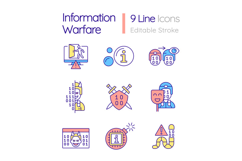 information-warfare-rgb-color-icons-set