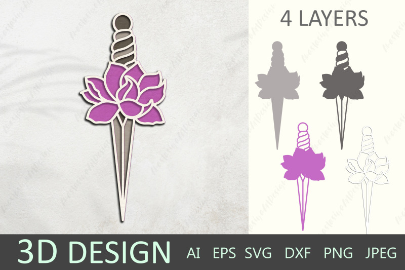 sword-3d-layered-paper-cut-flower-dagger-floral-sword-svg