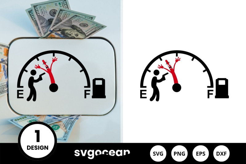 man-with-a-gun-stopping-fuel-gauge-indicator-svg-design