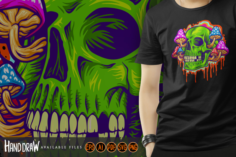 psychedelic-head-skull-with-mushrooms-illustrations