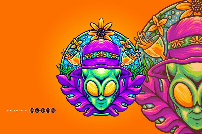 funky-alien-head-summer-holiday-illustrations