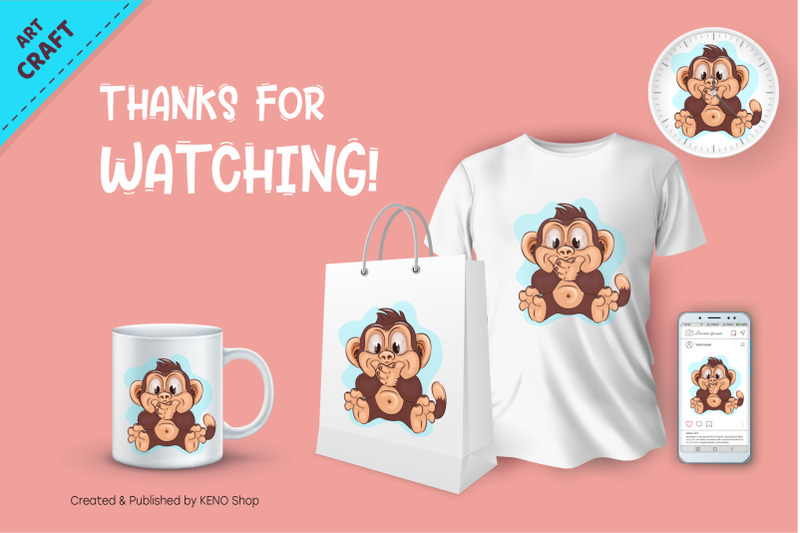 cartoon-silent-monkey-crafting-sublimation