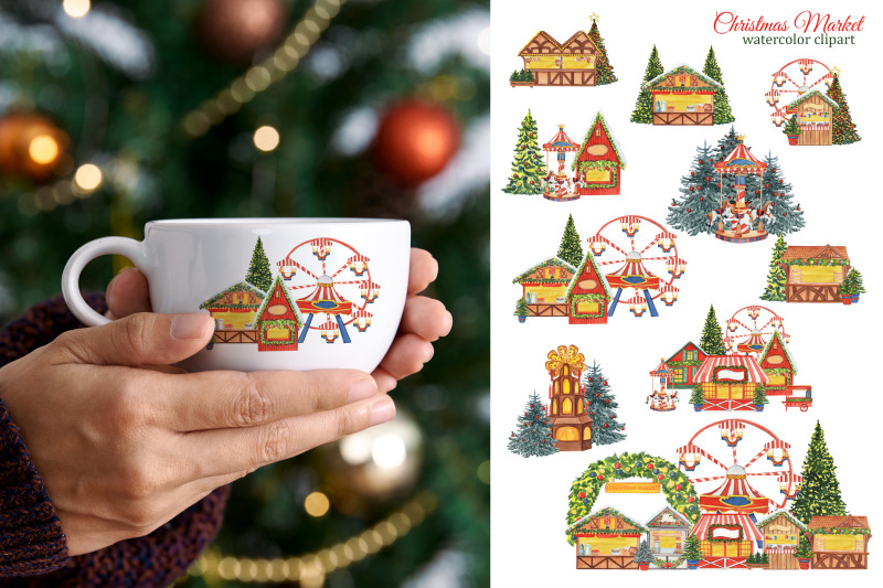 christmas-market-watercolor-clipart-winter-christmas-house-png-christmas-village-scene-creator