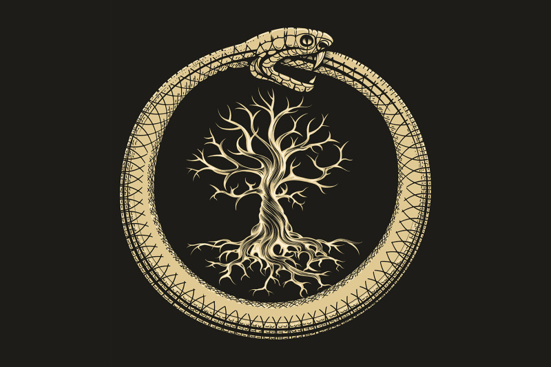 ouroboros-snake-and-tree-of-life-esoteric-illustration
