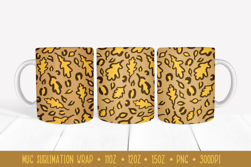 fall-leopard-mug-sublimation-oak-leaves-mug-wrap