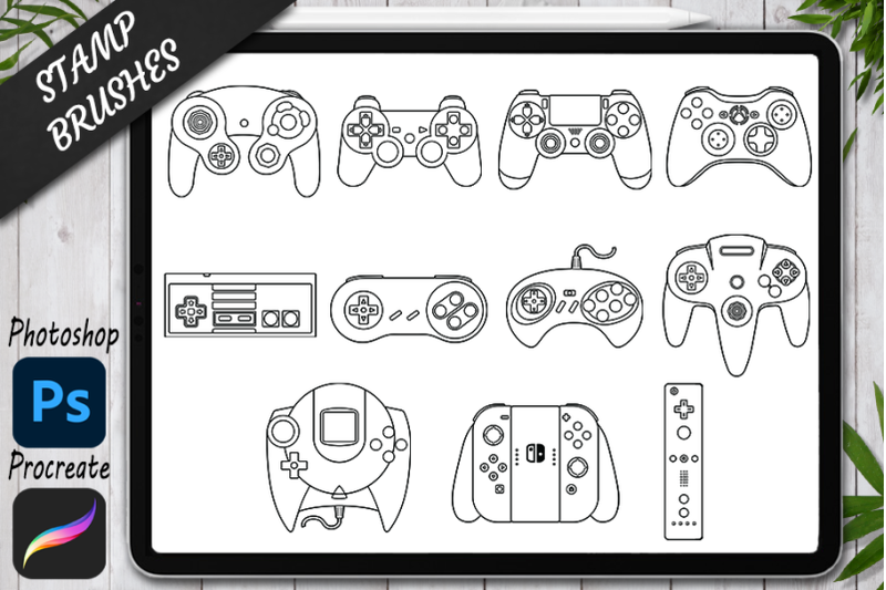 22-game-controller-stamps-brushes-for-procreate-and-photoshop