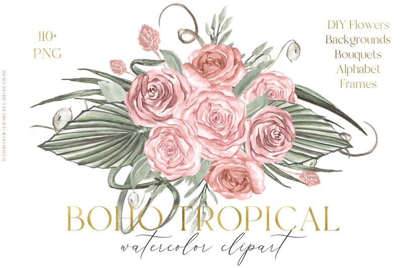 boho-tropical-watercolor-flowers