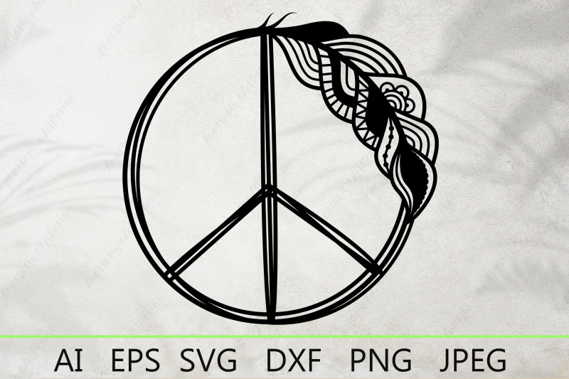 peace-symbol-with-feather-boho-peace-svg-silhouette