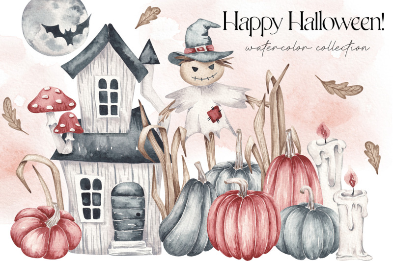 watercolor-set-happy-halloween