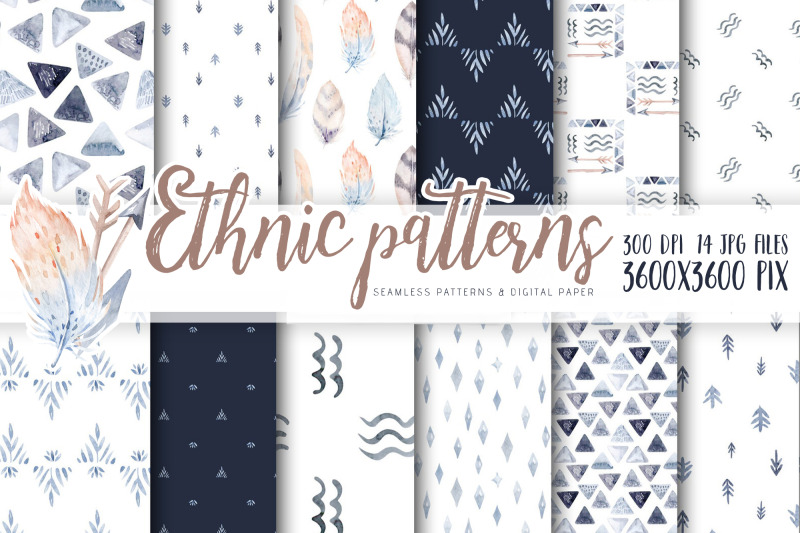 watercolor-ethnic-boho-style-seamless-patterns-digital-scrapbooking