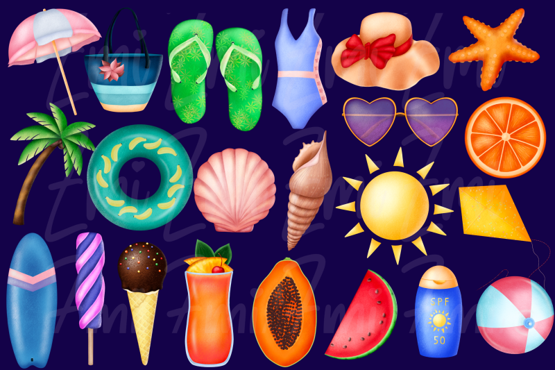 summer-bundle-clipart-illustration