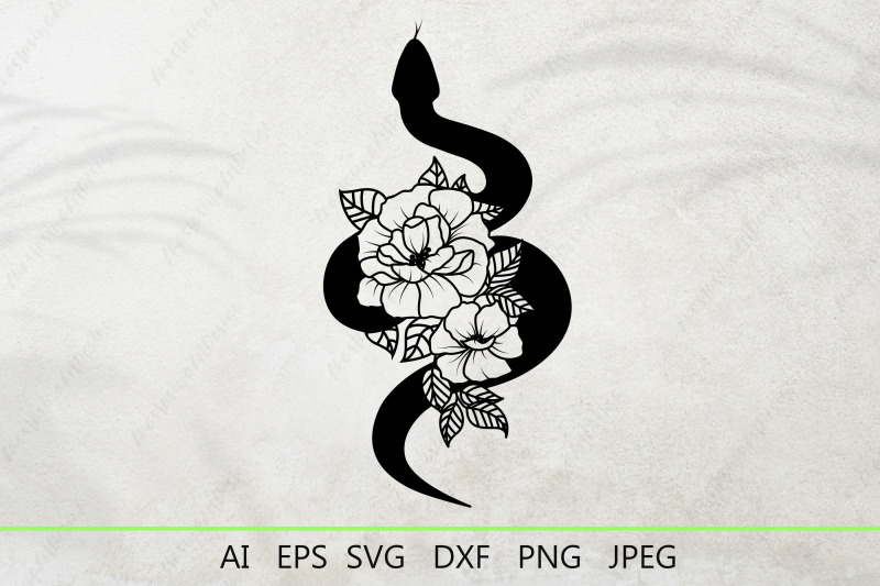 snake-with-flowers-svg-floral-snake-silhouette