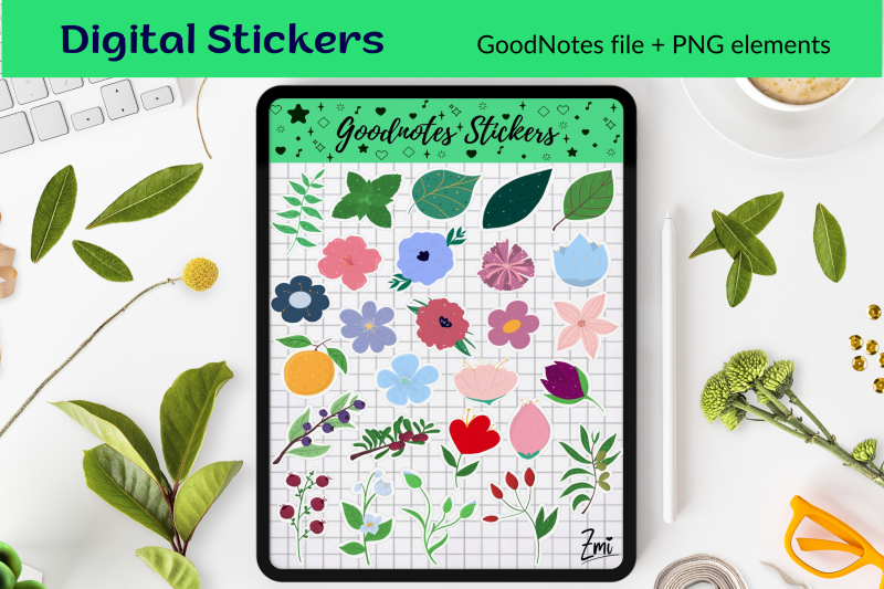 botanical-goodnotes-planner-digital-stickers