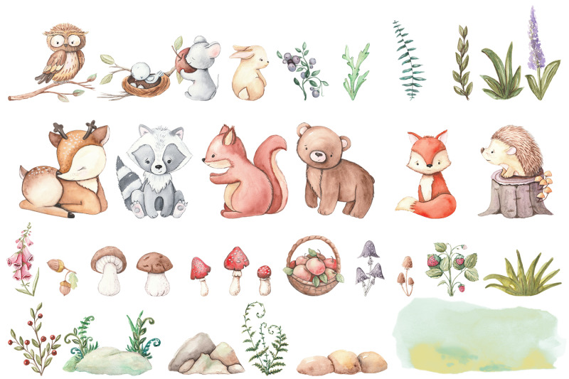 watercolor-clipart-of-forest-animals-cute-forest-clipart