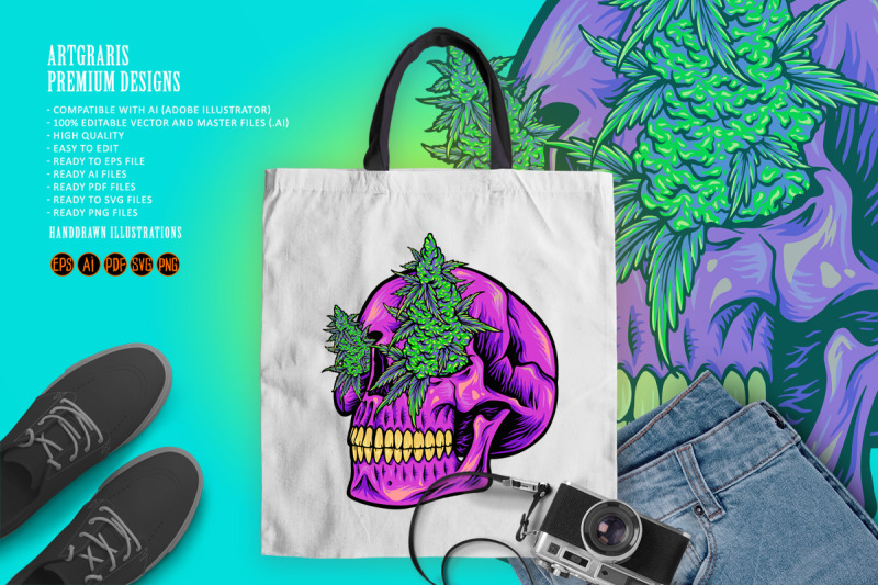 scary-head-skull-with-kush-illustrations