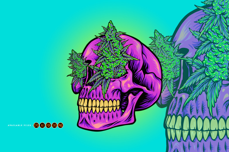 scary-head-skull-with-kush-illustrations