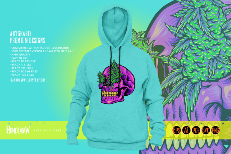 scary-head-skull-with-kush-illustrations