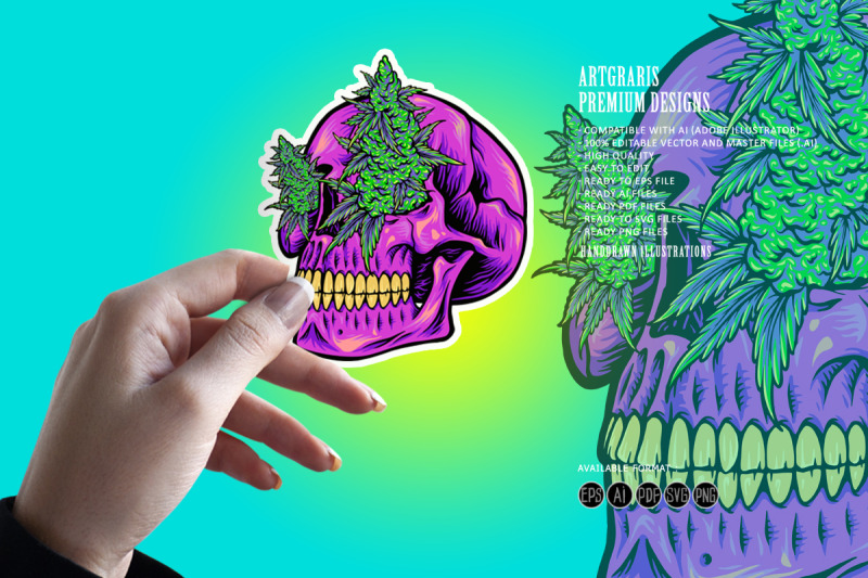 scary-head-skull-with-kush-illustrations