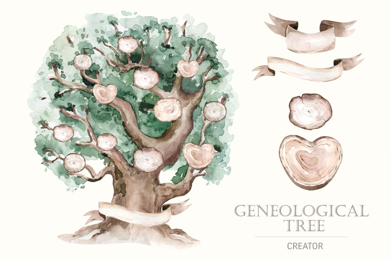 green-old-oak-trees-watercolor-genealogical-family-tree-creator