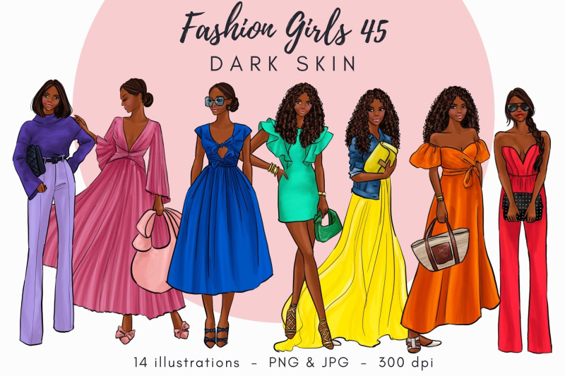fashion-girls-45-dark-skin-watercolor-fashion-clipart