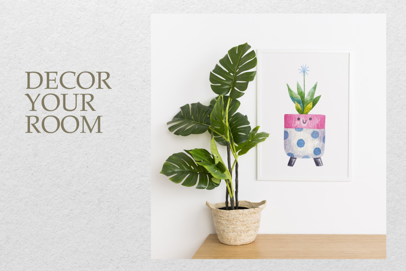watercolor-plants-home-decor-set