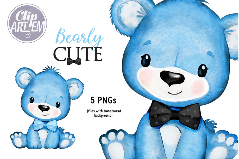 cute-baby-blue-teddy-boy-bear-watercolor-5-png-clip-art-images