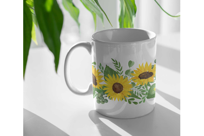 coffee-mug-sublimation-design-sunflower-border