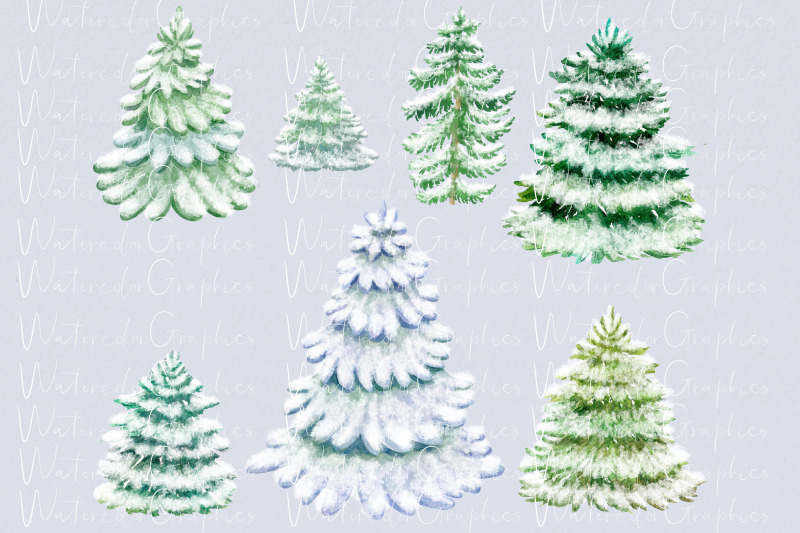 watercolor-snowy-christmas-tree-clipart-winter-pine-trees