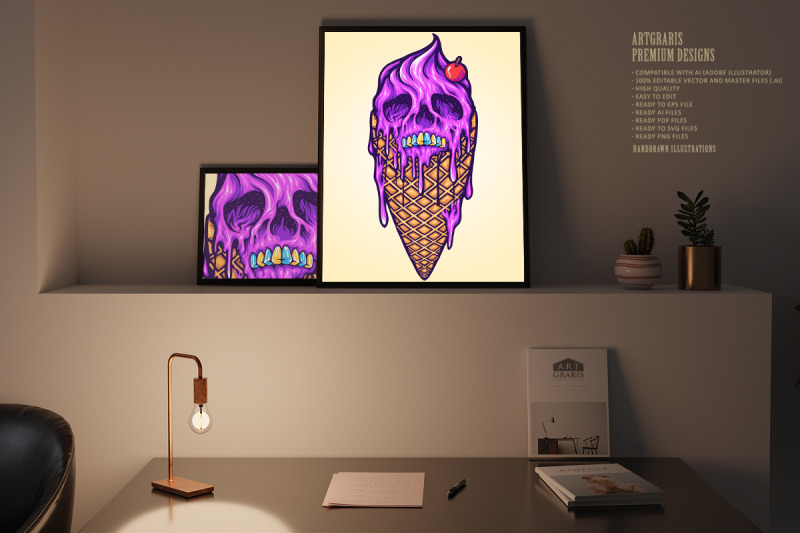 melting-skull-ice-cream-cone-gelato-illustrations