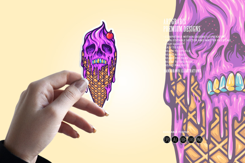 melting-skull-ice-cream-cone-gelato-illustrations