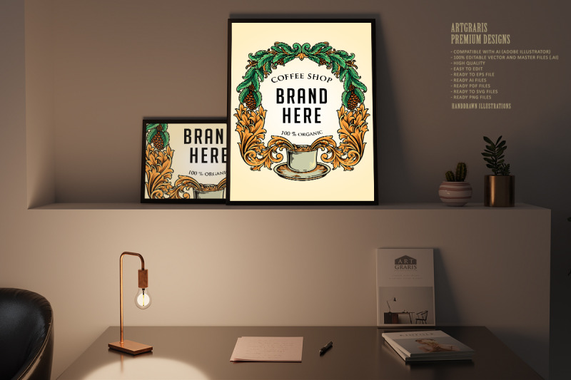 luxury-coffee-shop-frame-vintage-illustrations