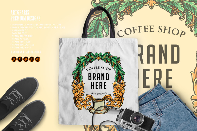 luxury-coffee-shop-frame-vintage-illustrations