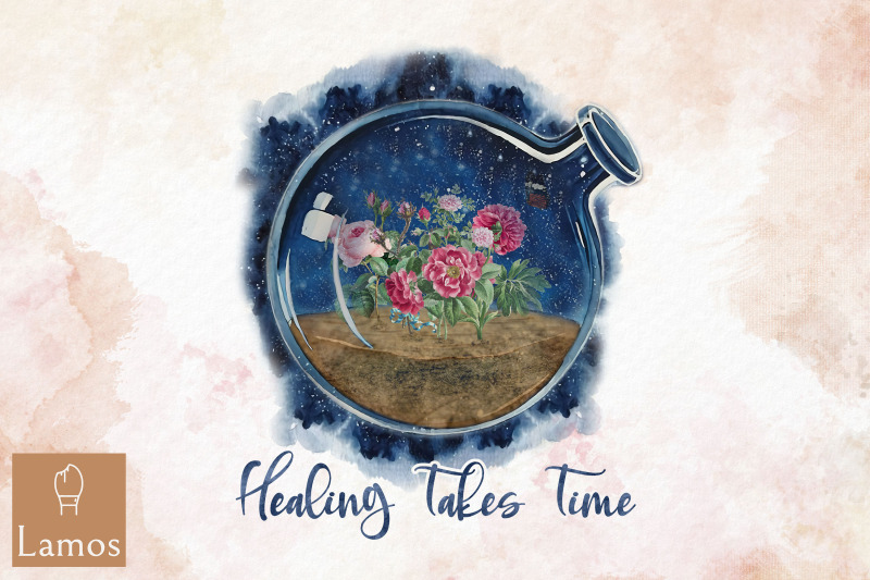 healing-takes-time-flower-vintage-design