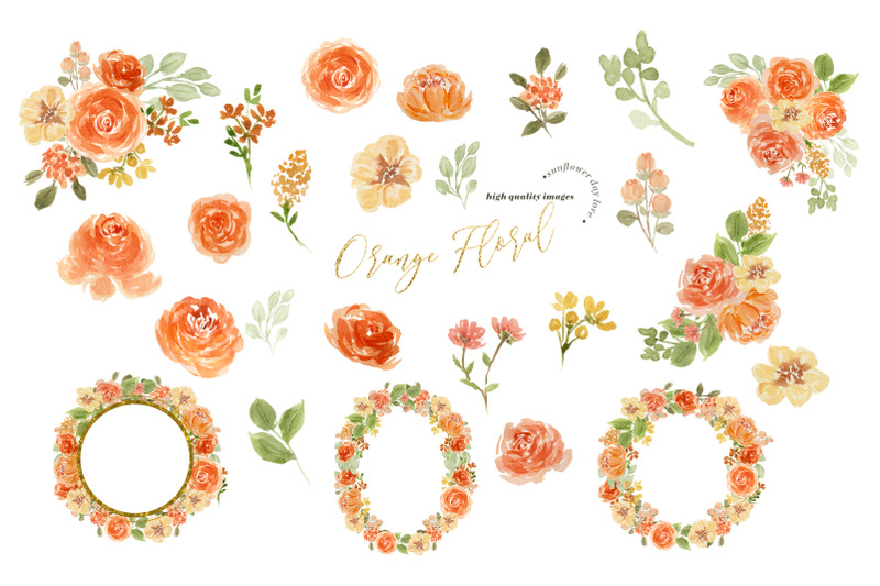 elegant-orange-floral-clipart