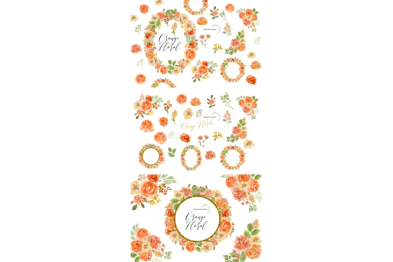 elegant-orange-floral-clipart