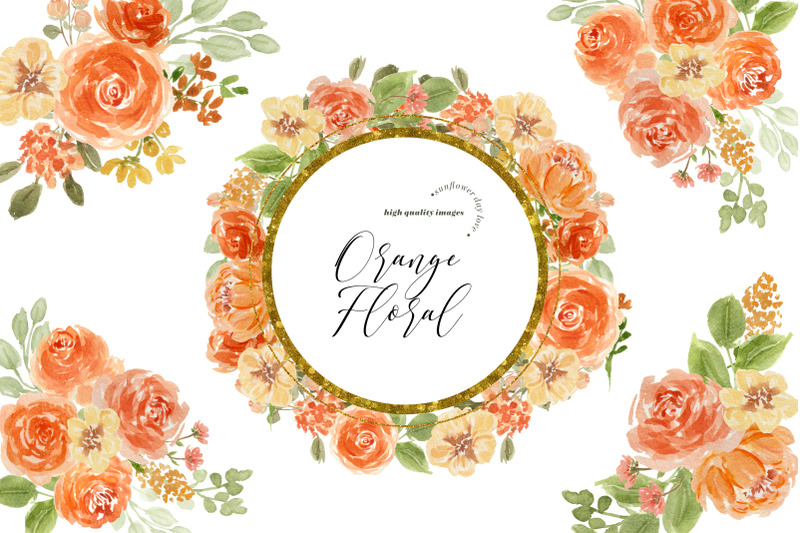 elegant-orange-floral-clipart