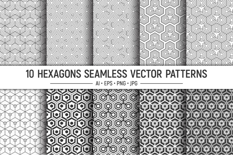 seamless-geometric-vector-patterns-hexagons-digital-paper