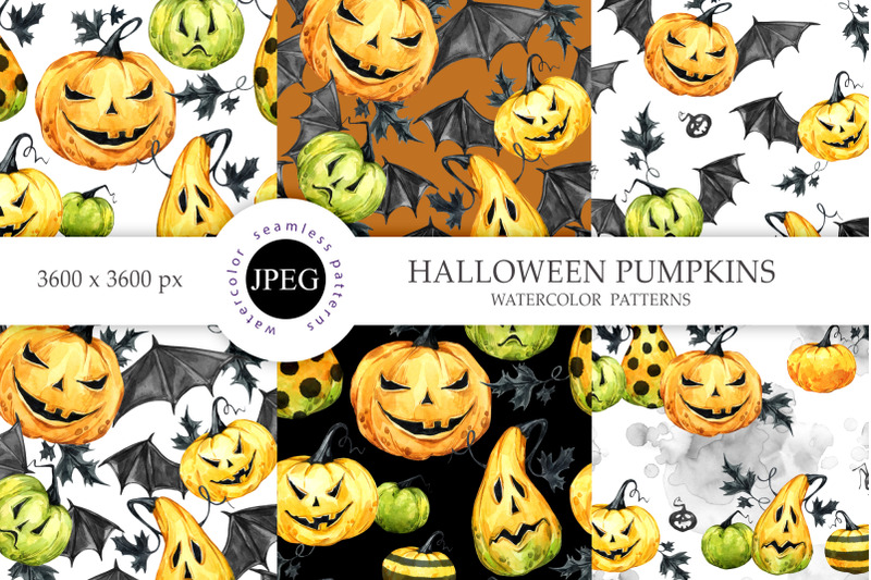 6-seamless-patterns-halloween-pumpkins-holiday-backgrounds