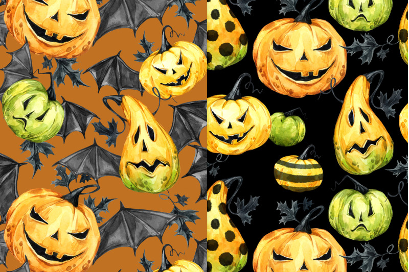 6-seamless-patterns-halloween-pumpkins-holiday-backgrounds