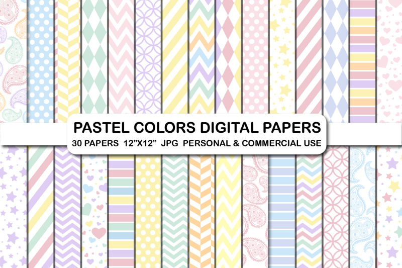 30-pastel-rainbow-colors-digital-papers-light-colors-papers