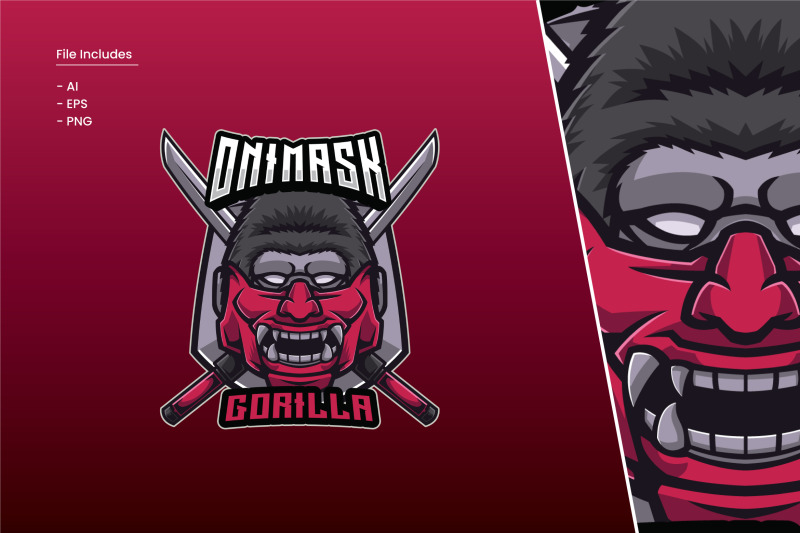 oni-mask-gorilla-logo-template