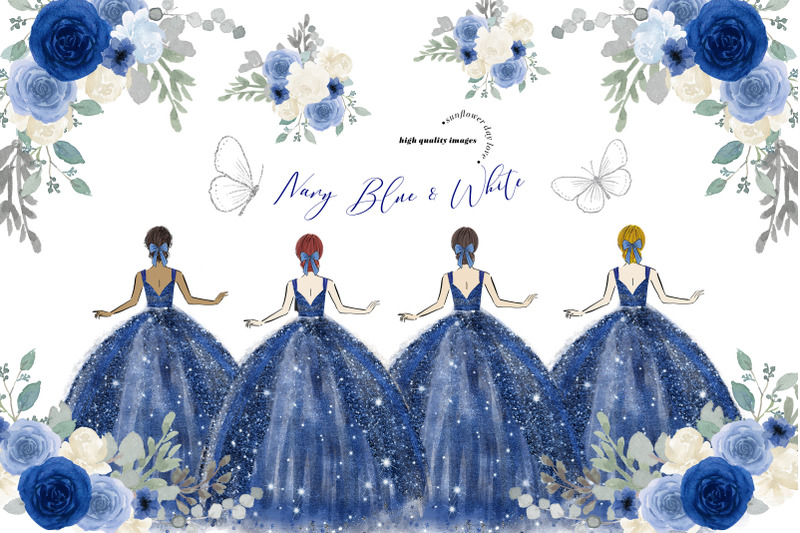 navy-blue-amp-white-princess-dresses-clipart-navy-blue-quinceaera