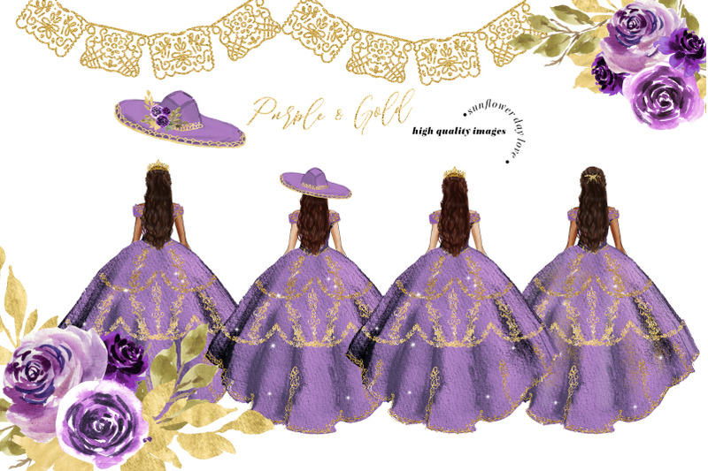 elegant-purple-amp-gold-princess-dress-clipart-purple-gold-flowers