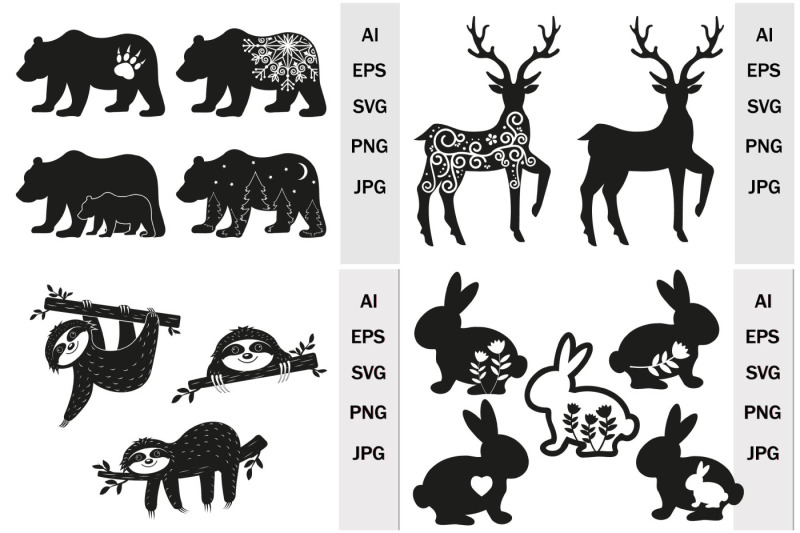 animal-silhouettes-with-a-pattern-svg-clipart