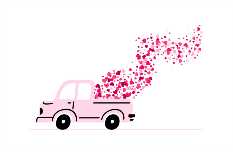 car-carries-love-heart-pink-pickup-truck-containing-romantic-delivery