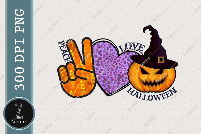 peace-love-halloween-pumpkin-witch