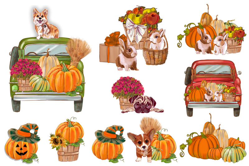 sunflower-pumpkin-picker-cute-dog-autumn-png-compositions