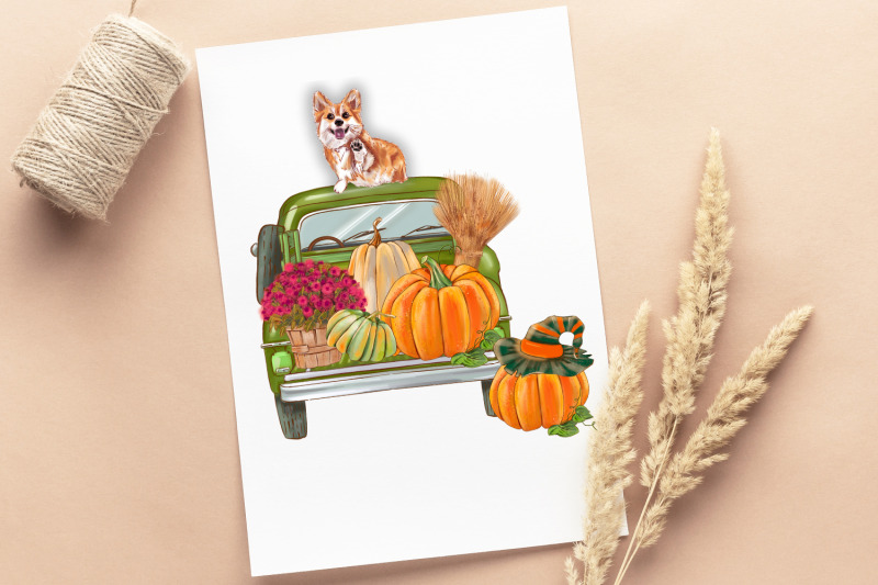 sunflower-pumpkin-picker-cute-dog-autumn-png-compositions