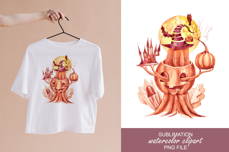 watercolor-halloween-pumpkin-horror-sublimation-clipart