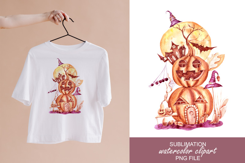 watercolor-halloween-pumpkin-horror-sublimation-clipart